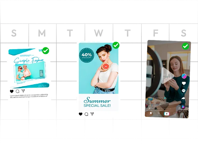 Calendario semanal con publicaciones