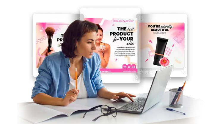 Diseñadora revisando publicaciones