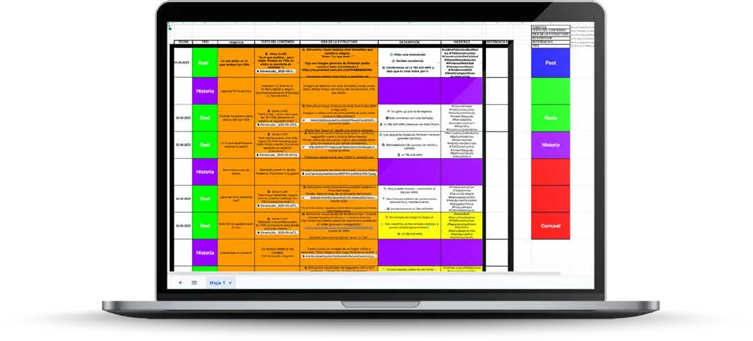 Calendario de contenido en Google Sheets